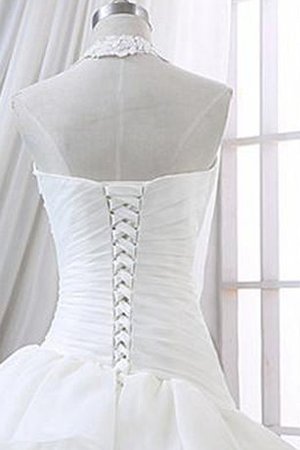 A-Line Ärmellos Nackenband Brautkleid mit Bordüre mit Rüschen - Bild 2
