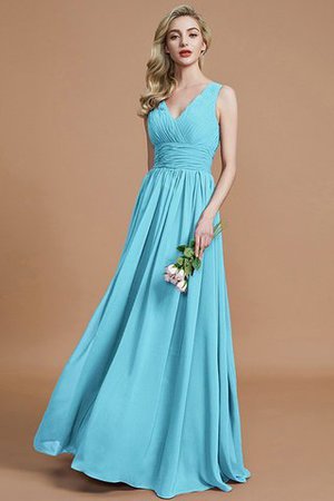 V-Ausschnitt Prinzessin Ärmelloses Natürliche Taile Chiffon Brautjungfernkleid - Bild 8