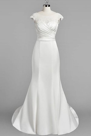 Strand Meerjungfrau Satin Kurze Ärmeln Normale Taille Brautkleid - Bild 1