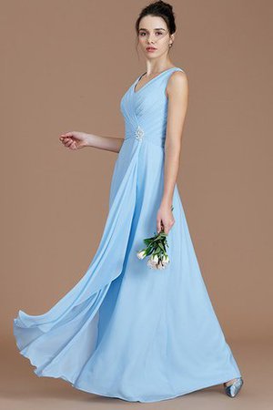 Prinzessin V-Ausschnitt Ärmellos Chiffon Gerüschtes Brautjungfernkleid - Bild 4