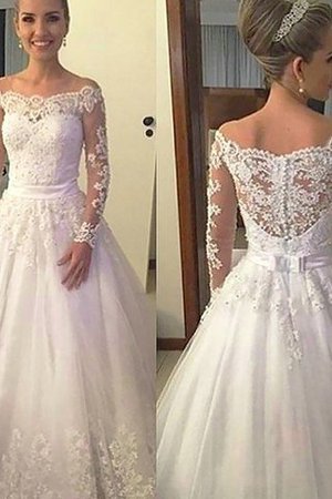 Normale Taille Tüll Duchesse-Linie Gericht Schleppe Brautkleid mit Bordüre