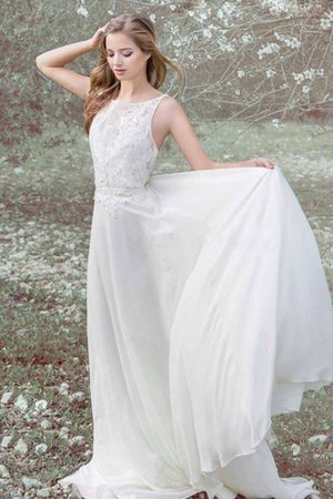 Enges Chiffon Bateau Ärmelloses Brautkleid mit Bordüre