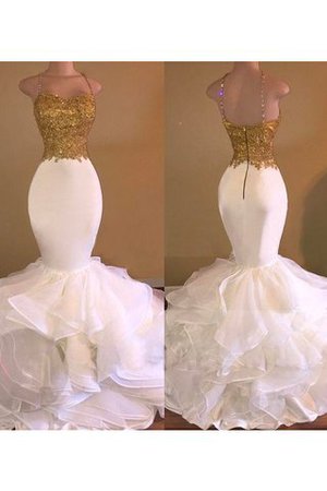 Ärmelloses Meerjungfrau Normale Taille Organza Bodenlanges Ballkleid