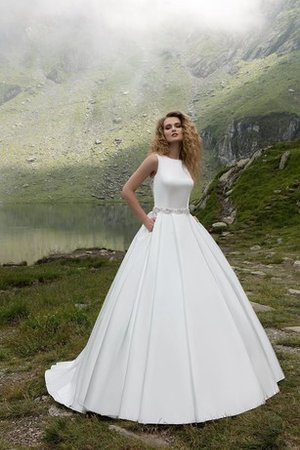 Ärmellos Gericht Schleppe Satin Sexy Brautkleid mit Bordüre