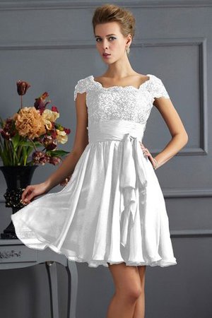 A-Linie Natürliche Taile Kurze Ärmeln Mini Brautjungfernkleid mit Bordüre - Bild 29