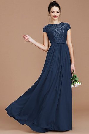 Prinzessin Chiffon Juwel Ausschnitt Kurze Ärmeln Bodenlanges Brautjungfernkleid - Bild 16