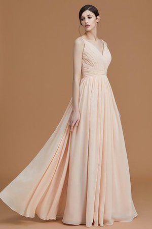 Prinzessin Chiffon V-Ausschnitt Ärmellos Brautjungfernkleid mit Rüschen - Bild 6
