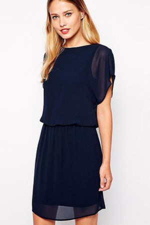 Hals Blau Zurück Süß Charmant Kleid Club Kleider