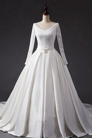 Klassisches Langärmeliges Satin Duchesse-Linie Elegantes Brautkleid