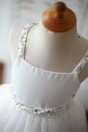 Ärmellos Spaghetti Träger Prinzessin Sweep Zug Blumenmädchenkleid mit Perlen - Bild 4