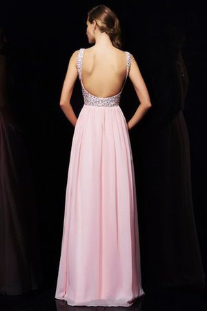 V-Ausschnitt Chiffon Bodenlanges Anständiges Abendkleid mit Offenen Rücken - Bild 2