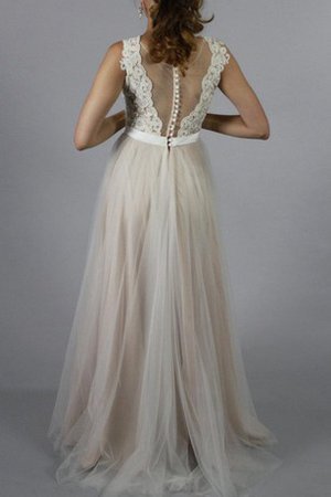 A-Line Ärmelloses Brautjungfernkleid mit Bordüre mit Knöpfen - Bild 2