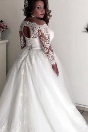 Prinzessin Sweep Zug Faszinierend Normale Taille Tüll Lange Ärmeln A-Linie Brautkleid - Bild 2