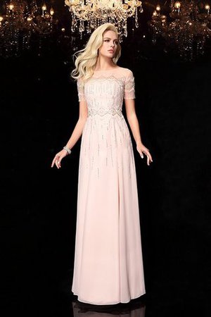 Chiffon Kurze Ärmeln Reißverschluss Prinzessin Bodenlanges Ballkleid - Bild 4