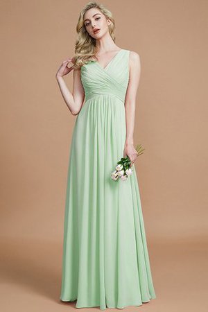 A-Line Prinzessin Chiffon Bodenlanges Brautjungfernkleid mit Reißverschluss - Bild 31