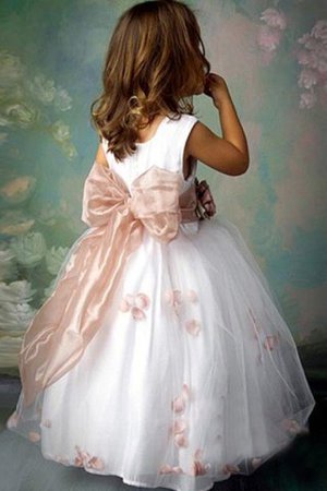 Schaufel-Ausschnitt Prinzessin Tüll Bodenlanges Blumenmädchenkleid mit Blume - Bild 2