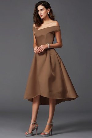 Ärmelloses Prinzessin A-Line Satin Vorn Kurz Hinten Lang Brautjungfernkleid - Bild 5