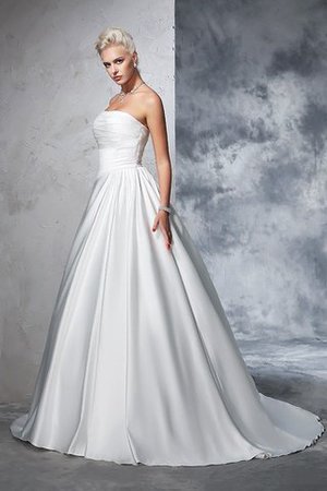 Trägerloser Ausschnitt Empire Taille Satin Anständiges Brautkleid ohne Ärmeln - Bild 6