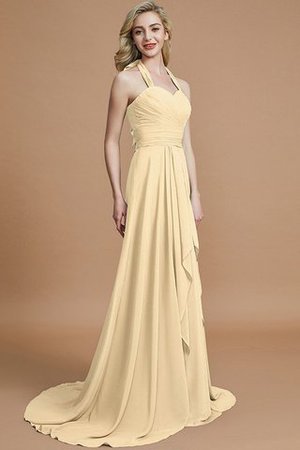 Ärmelloses A-Linie Chiffon Brautjungfernkleid mit Nackenband mit Sweep zug - Bild 11