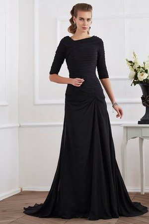 Drapiertes Reißverschluss Normale Taille Chiffon Ballkleid ohne Ärmeln - Bild 1