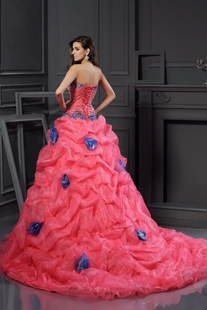 Kapelle Schleppe Perlenbesetztes Organza Partykleid ohne Ärmeln mit Herz-Ausschnitt - Bild 2