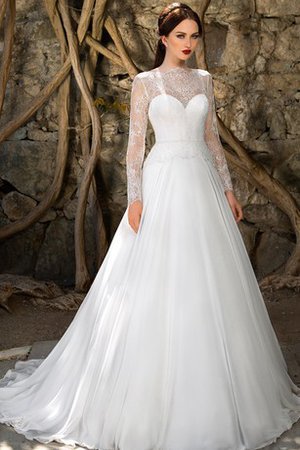 Plissiertes Elegantes Romantisches Brautkleid mit Reißverschluss mit Applike - Bild 1