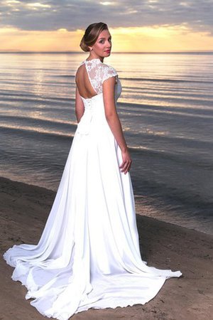 A-Linie Strand Chiffon Schlüsselloch Rücken Kurze Ärmeln Brautkleid - Bild 1