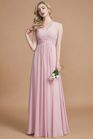 A-Line Prinzessin Chiffon Bodenlanges Brautjungfernkleid mit Reißverschluss - Bild 27
