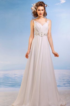 Strand Chiffon Sexy Brautkleid ohne Ärmeln mit Rücken Schnürung - Bild 1