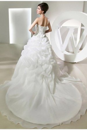 Empire Taille Perlenbesetztes Ärmelloses Brautkleid mit Reißverschluss mit Blume - Bild 2