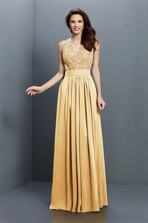 A-Linie Reißverschluss Ärmellos Chiffon Sittsames Brautjungfernkleid - Bild 6