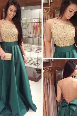 Normale Taille A Linie Satin Ballkleid ohne Ärmeln mit Schaufel Ausschnitt