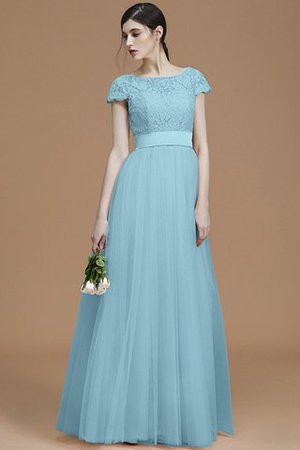 Tüll Prinzessin A-Linie Bodenlanges Brautjungfernkleid mit Schleife - Bild 19