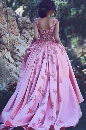 Saugfähig A-Linie Ärmelloses Herz-Ausschnitt Prinzessin Abendkleid aus Satin - Bild 2