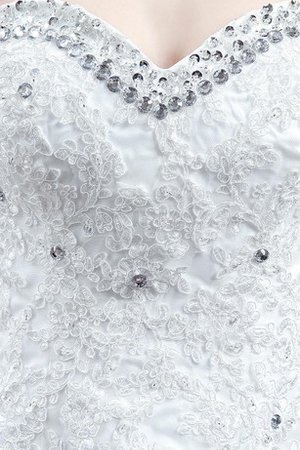 Plissiertes Perlenbesetztes Herz-Ausschnitt Schlichtes Brautkleid aus Tüll - Bild 2