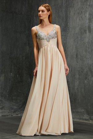 Chiffon A Linie Reißverschluss Ballkleid mit Spaghettiträger mit Perlen - Bild 3