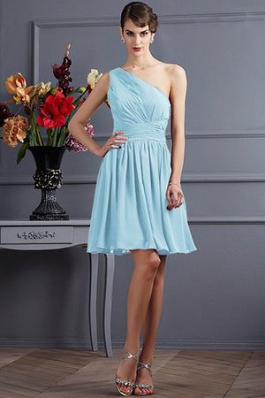 Chiffon Ein Schulter Natürliche Taile Mini Brautjungfernkleid mit Drapierung - Bild 18