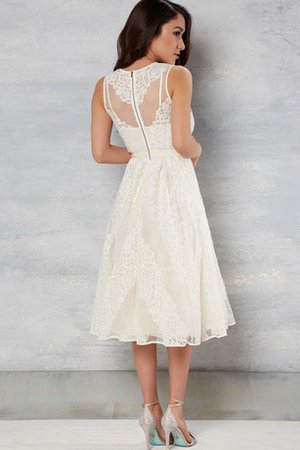 A-Line Spitze Ärmelloses Brautkleid mit Gürtel mit Reißverschluss - Bild 2