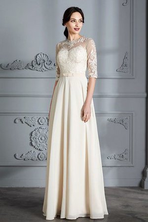 A-Line Prinzessin Natürliche Taile Brautkleid aus Chiffon mit Schaufel Ausschnitt - Bild 5