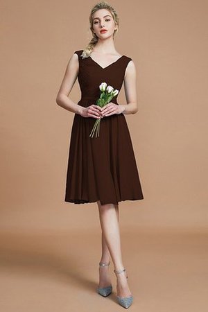 A linie Normale Taille Mini Brautjungfernkleid aus Chiffon mit V-Ausschnitt - Bild 12