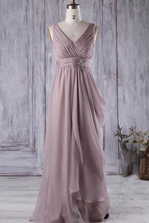 A linie Chiffon Bodenlanges Anständiges Brautjungfernkleid mit Natürlicher Taille