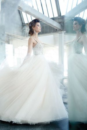 Rückenfreies Juwel Ausschnitt Ärmelloses Brautkleid aus Tüll mit Perlen - Bild 2