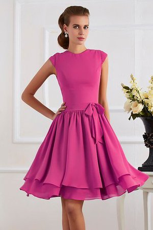 Normale Taille Chiffon Knielanges Brautjungfernkleid mit Schleife mit Gürtel - Bild 11