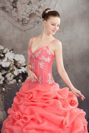 Duchesse-Linie Spaghetti Träger Partykleid mit Rüschen mit Applike - Bild 2