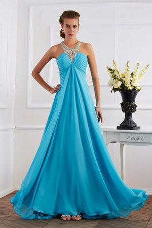 Ärmelloses Chiffon Reißverschluss Empire Taille Sittsames Abendkleid