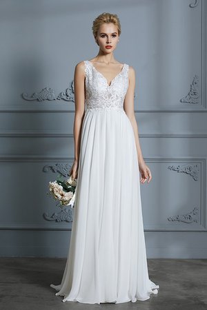 Prinzessin Attraktiv a linie Chiffon Brautkleid mit Bordüre mit V-Ausschnitt - Bild 1