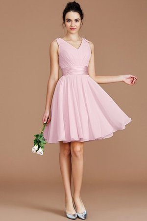 A linie Chiffon Mini Brautjungfernkleid mit Schleife mit Gürtel - Bild 26