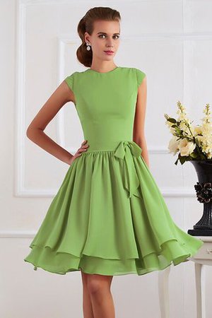 Normale Taille Chiffon Knielanges Brautjungfernkleid mit Schleife mit Gürtel - Bild 14