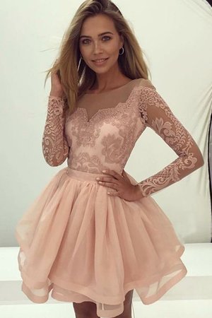 Hohe qualität Organza A-Linie Lange Ärmeln Prinzessin Mini Abiballkleid mit Applike