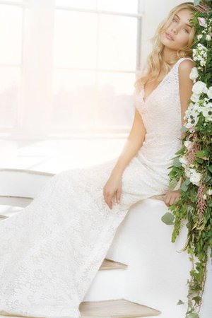 Ärmellos V-Ausschnitt Bodenlanges Luxus Brautkleid mit Tiefem V-Ausschnitt - Bild 2